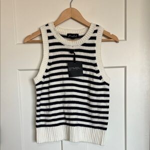 Marled Women's Evening Blue & White Striped Knit Tank